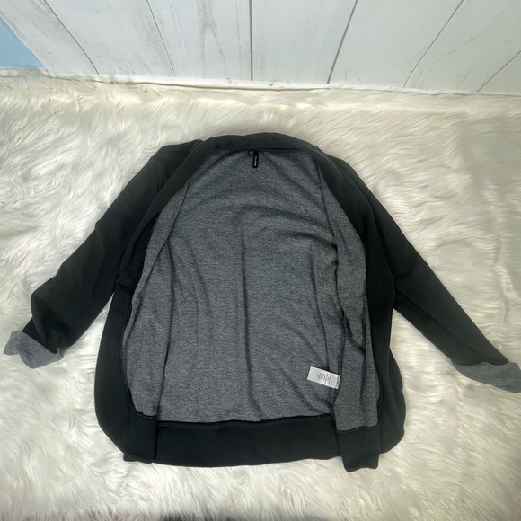 Maurices Black Cardigan Cover Up Sweater Blazer Jacket Medium Grey Rolled Sleeve - Picture 6 of 6